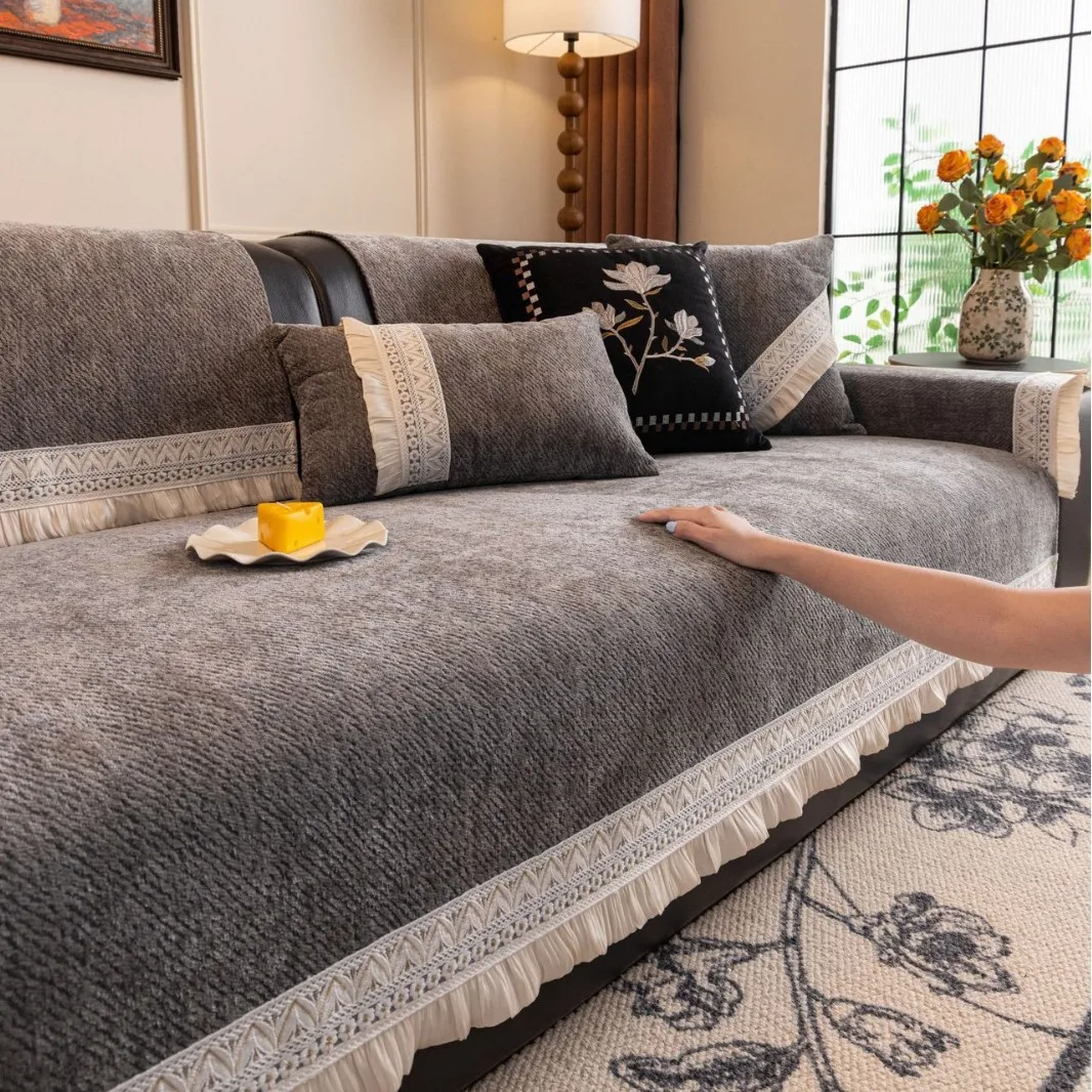 Soft Chenille Sofa Cushions Non-Slip Seat Covers Living Room Decor Woven Texture Warm Home Textiles Furniture Pads Couch Cover