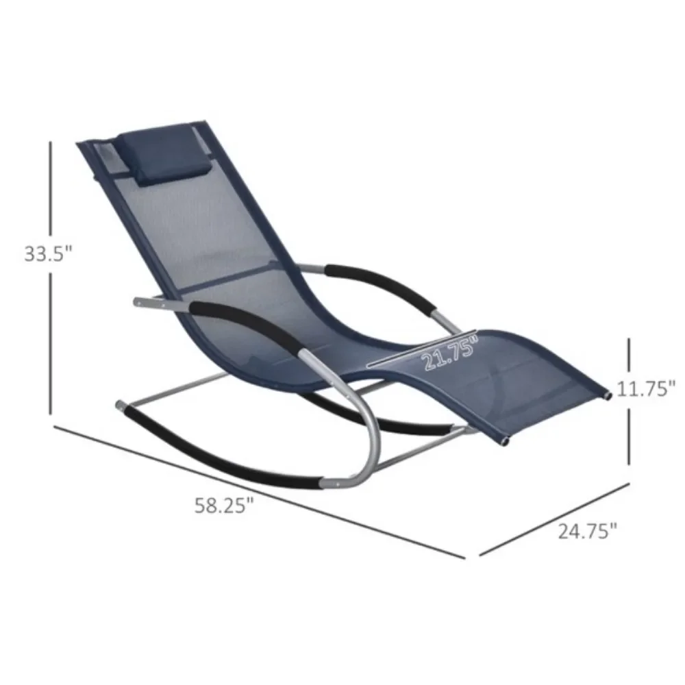 Garden Chair / Rocking Chair Powder Coated Steel Frame, Anti-Rust and Anti-Peeling Weather-Resistant, Easy Maintenance Pillow