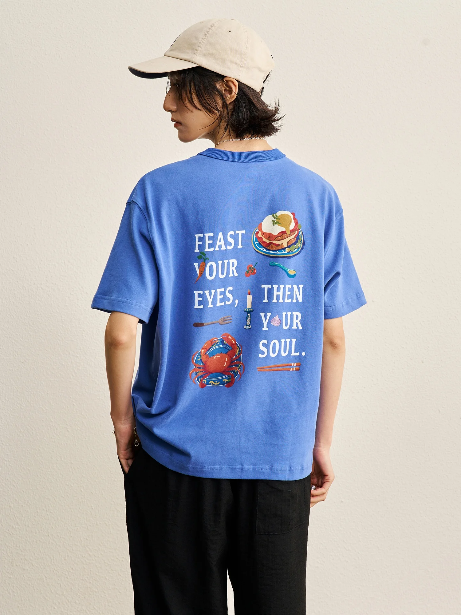 CENLES SS26 Food Pattern T-Shirt Casual round Neck Short Sleeve Breathable Cotton Unisex Comfortable Universal Fit Summer Tee