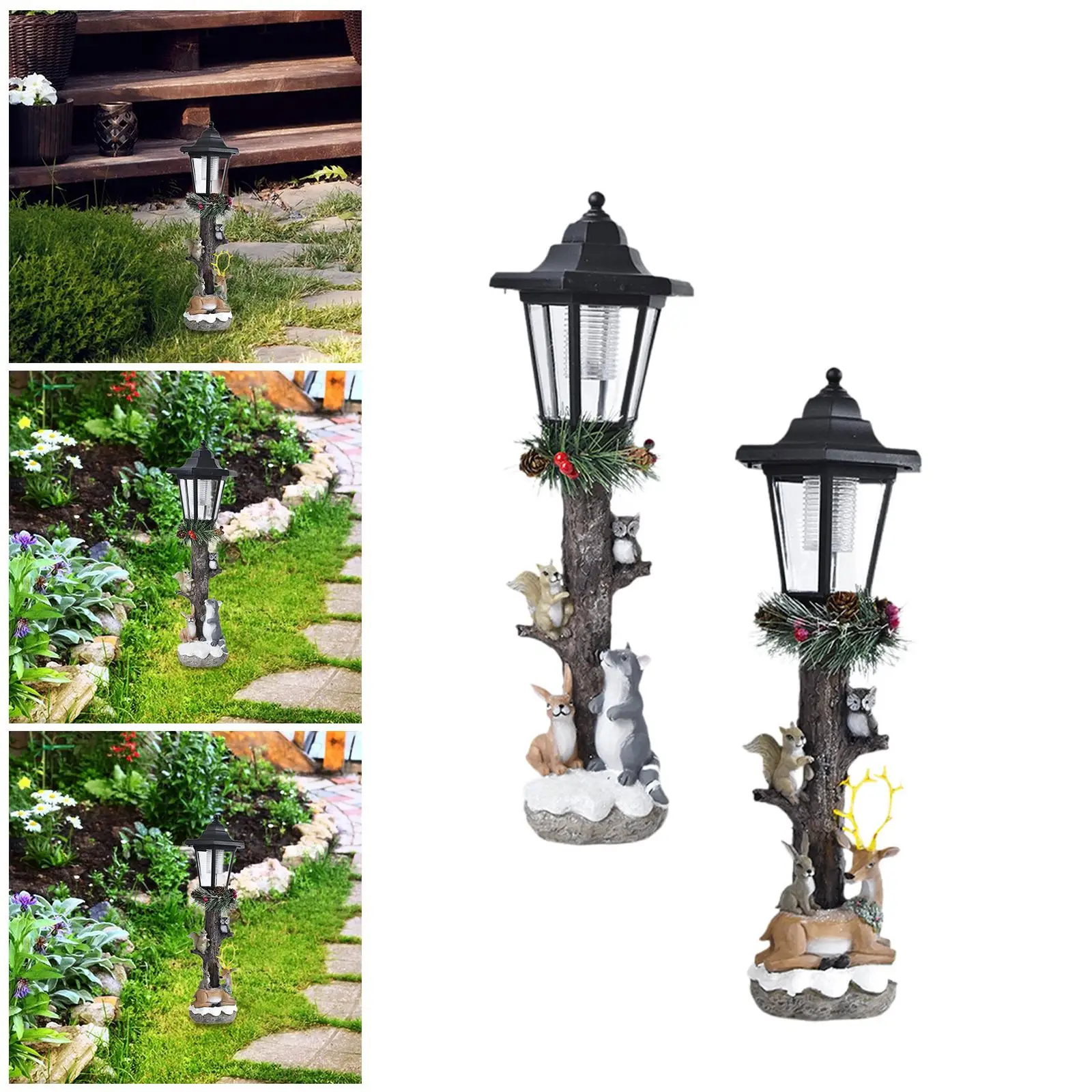 

Animal Outdoor Statue with Solar Lights Figurine for Lawn Outside Courtyard