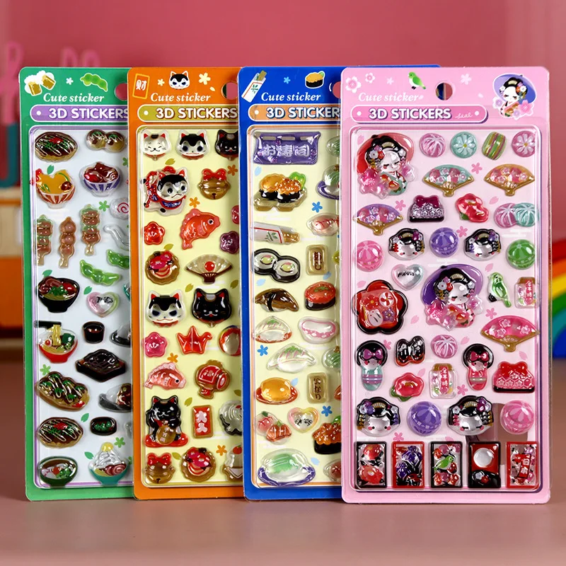 

Японские 3D-наклейки в мультяшном стиле: милые животные, суши, рамен, рельефные наклейки для детских чехлов для телефонов, декоративные наклейки для детского творчества и поделок своими руками