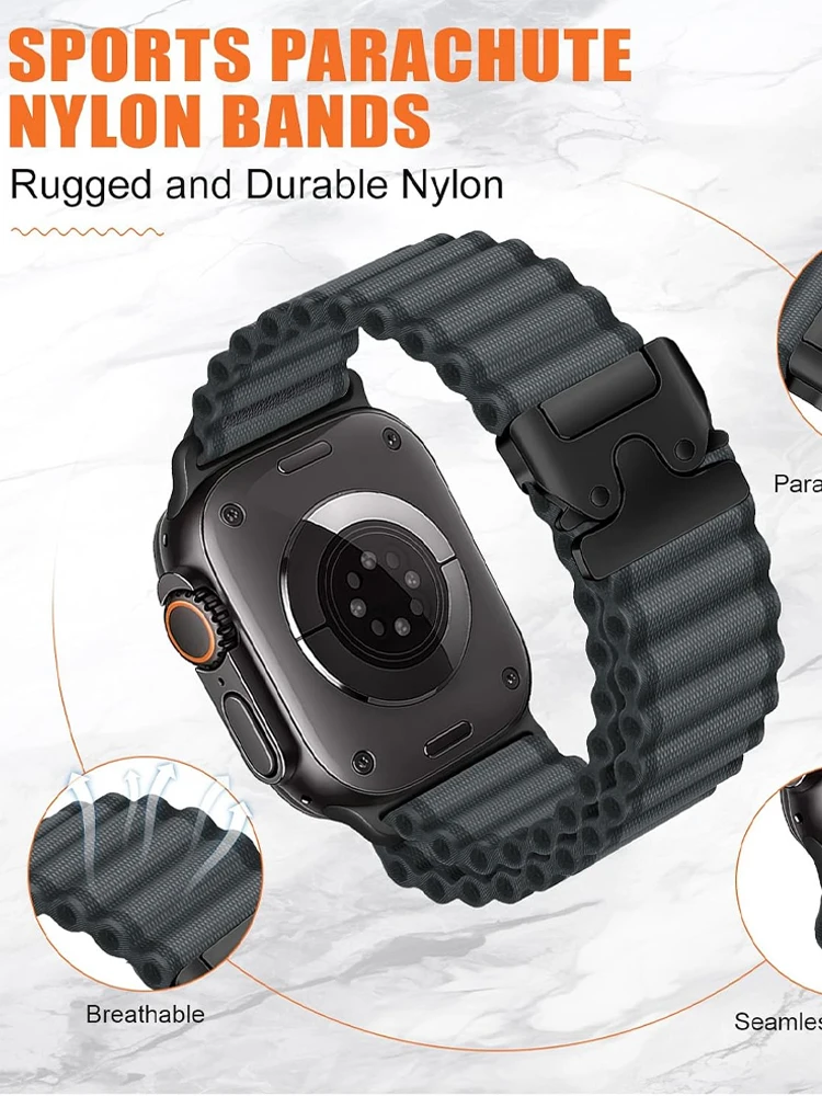 Alpine Armbänder für Apple Watch Ultra 4 3 2 49mm 45mm 44mm 42mm 46mm Fallschirmarmband Correa IWatch Series 12 11 10 9 SE 3 8 7 6