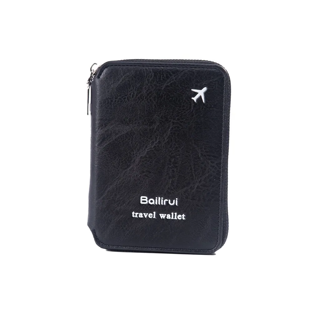 

Multi-functional Travel Passport Wallet PU Leather Zipper Passport Bag Large Capacity RFID Anti-theft Credit ID Card Holder