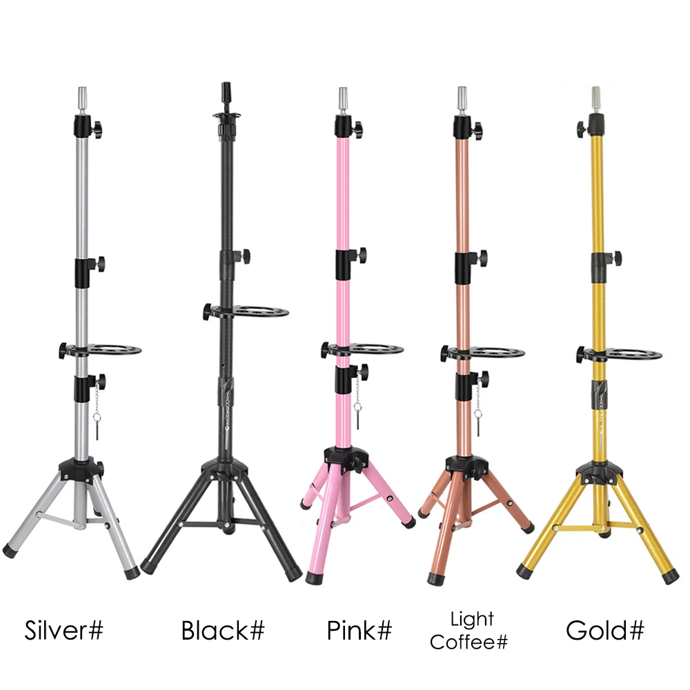 حامل شعر مستعار عالي التحمل قابل للتعديل، حامل ثلاثي القوائم للتدريب على تصفيف الشعر في مستحضرات التجميل - حامل عرض متين لتصفيف الشعر