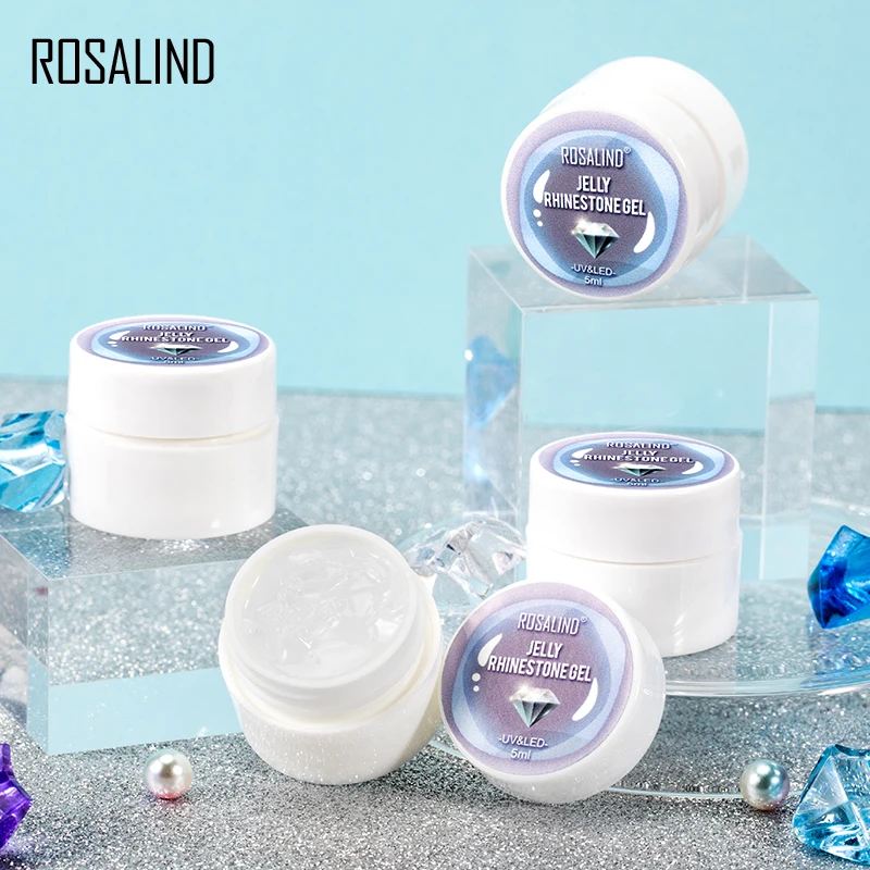 เจล ROSALIND เล็บ5Ml ไม่มีเช็ดกาวกาวเล็บออกแบบลูกปัดหลากสีทั้งหมดสำหรับศิลปะตกแต่งเล็บฐานด้านบน