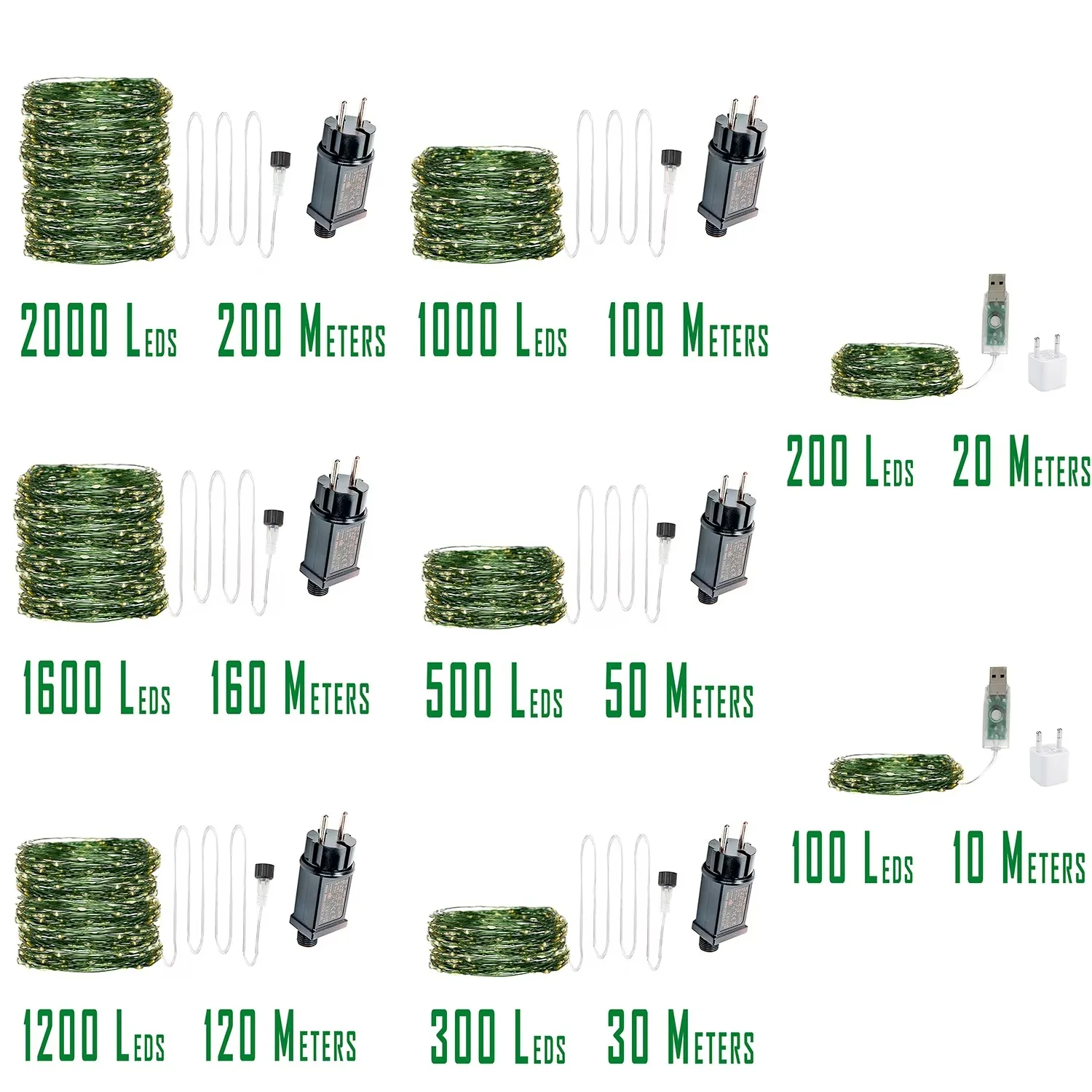LED Fairy String Garland Lamp Green Wire Waterproof Outdoor Light for Garden Patio Wedding Christmas Room Home Decor