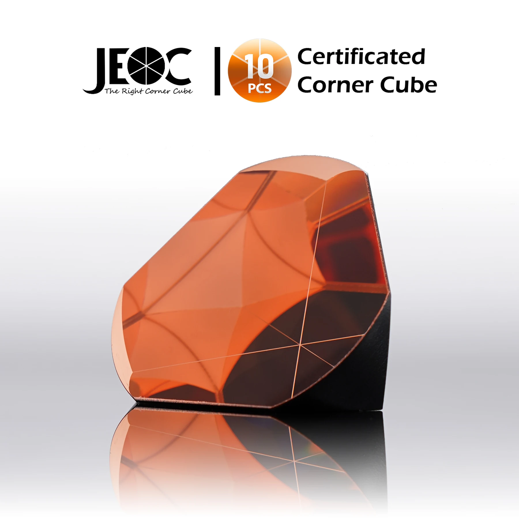 10pcs JEOC Certificated Corner Cube, 64mm Diameter, 39mm Height reflective prism, Cooper Coated