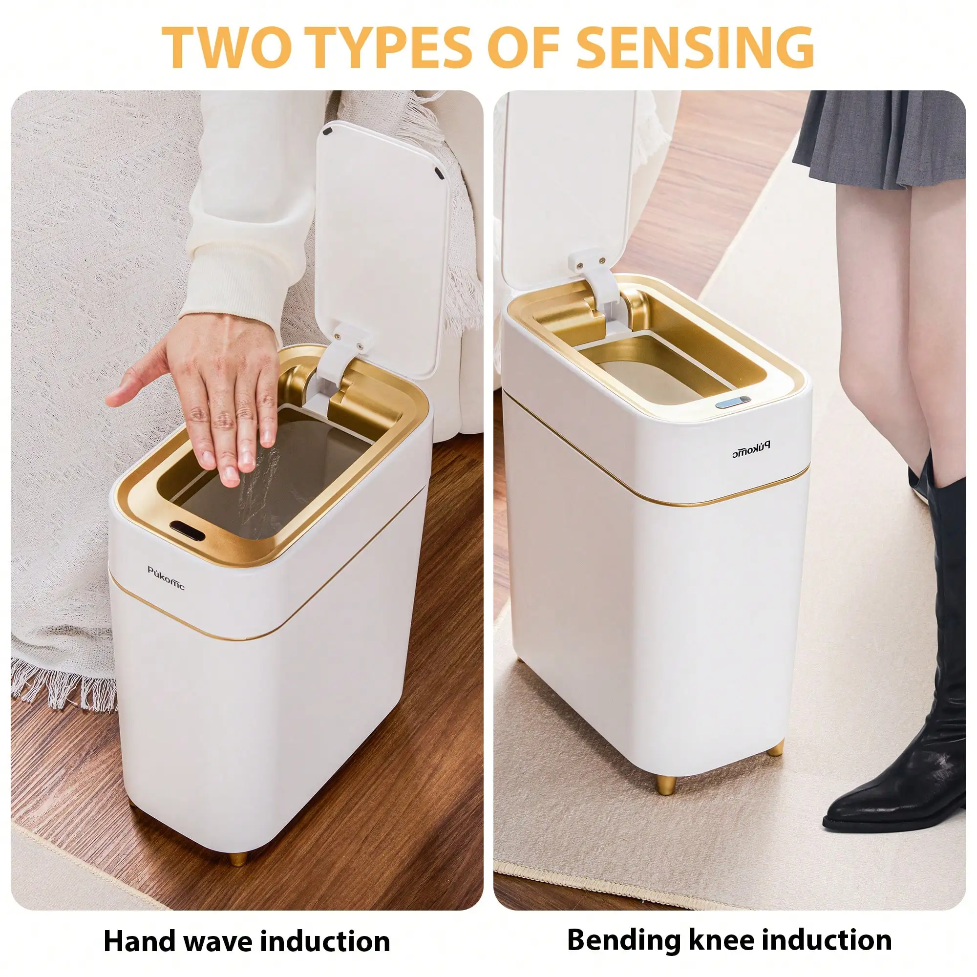 9L Narrow-Space Trash Can With Lid Odor-Sealing Adhesive Trash Bags Hands-Free Sensor Function Fits Tight Spaces Space-Saving Design Versatile For Bathrooms, Offices, And Bedrooms sh260116111477368966826