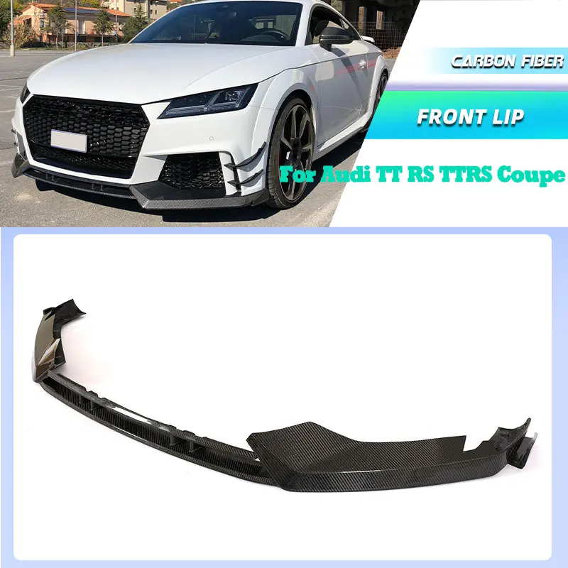Alerón de labio de parachoques delantero de coche de fibra de carbono para Audi TT RS TTRS Coupe 2016-2018 labio delantal de barbilla delantera con kits de carrocería divisores