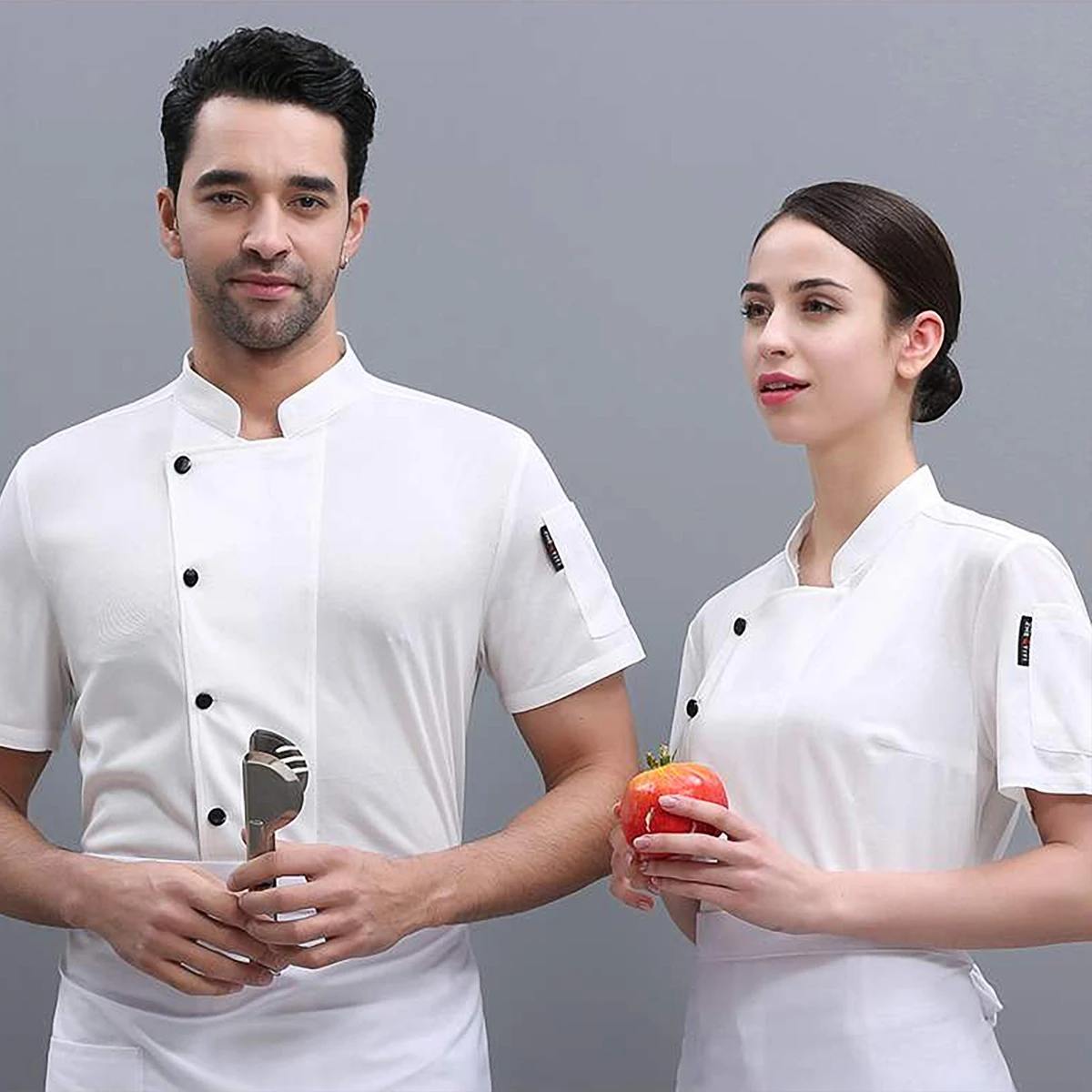 

Breathable Uniform Short Sleeve Chef Jacket Workwear Anti wrinkle Loose Design Practical Hotel Kitchen Chef Clothing