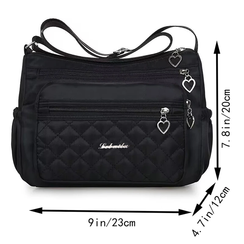Trendige gesteppte Umhängetasche für Damen mit Herzdetails für den täglichen Gebrauch, Ausflüge am Pendel, stilvolle, leichte, lässige Ba mit mehreren Taschen – Detail 6