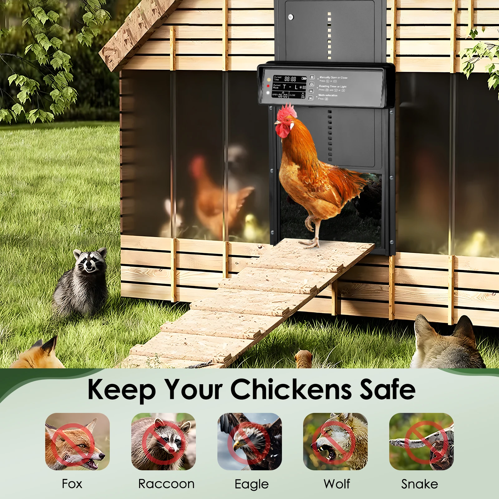 Automatic Chicken Coop Door, Solar Light Sensor, Chicken Coop Door With Timer And Remote Control For Chicken Coop Farm Equipment