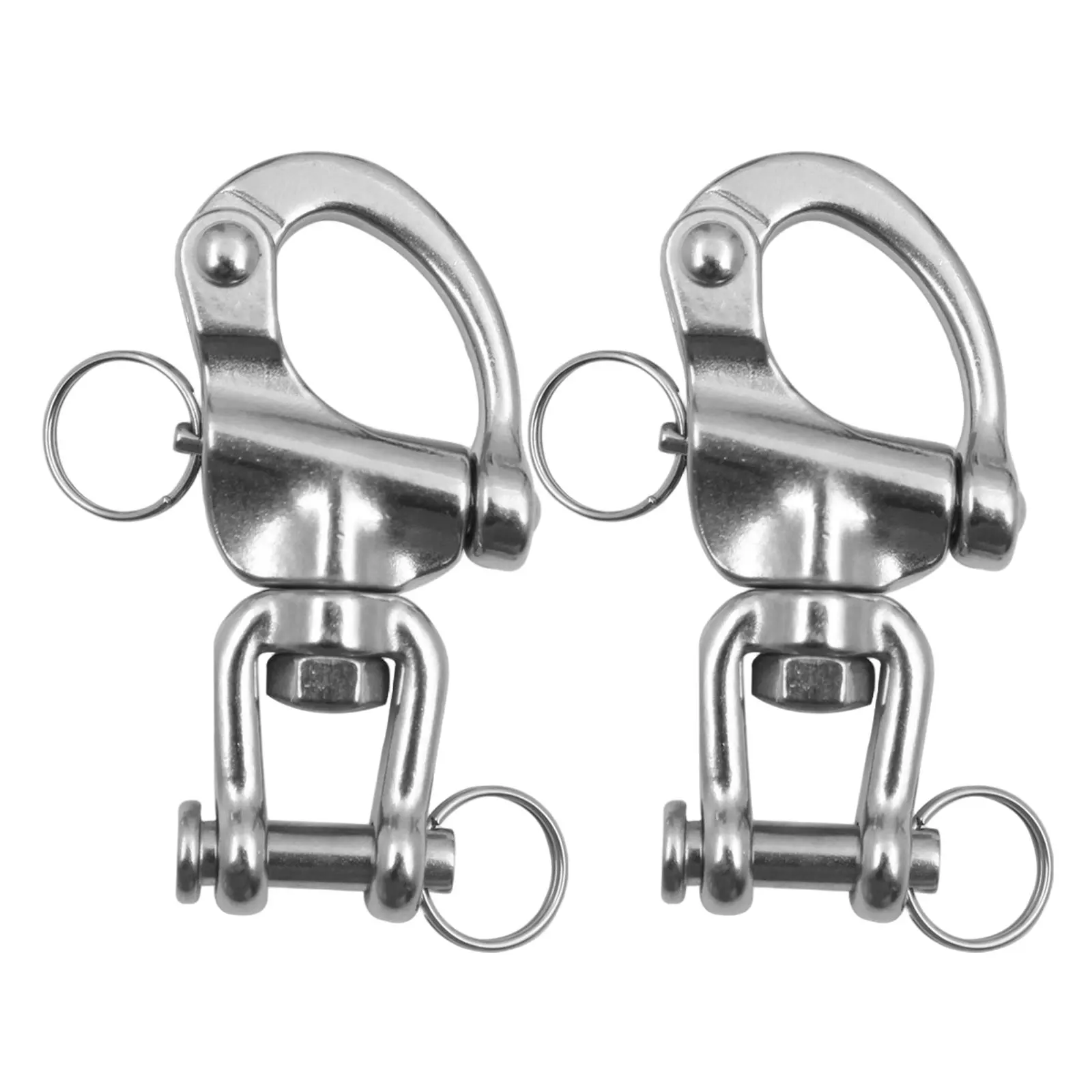 

2Pcs Corrosion Resistant Stainless Steel Swivel Shackle 2.75 Inch Marine Anchor Snap Hook for Sailing Rigging Boat Mooring Line