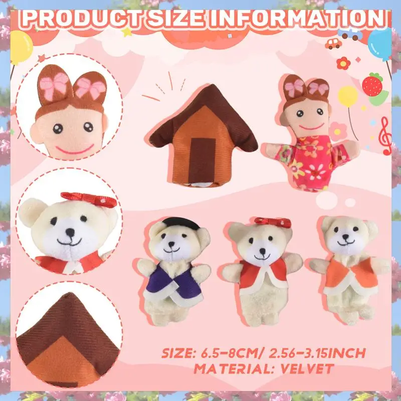 L81A 2025-5개 묶음 손가락 인형 동화 동화 금발과 곰 세 마리