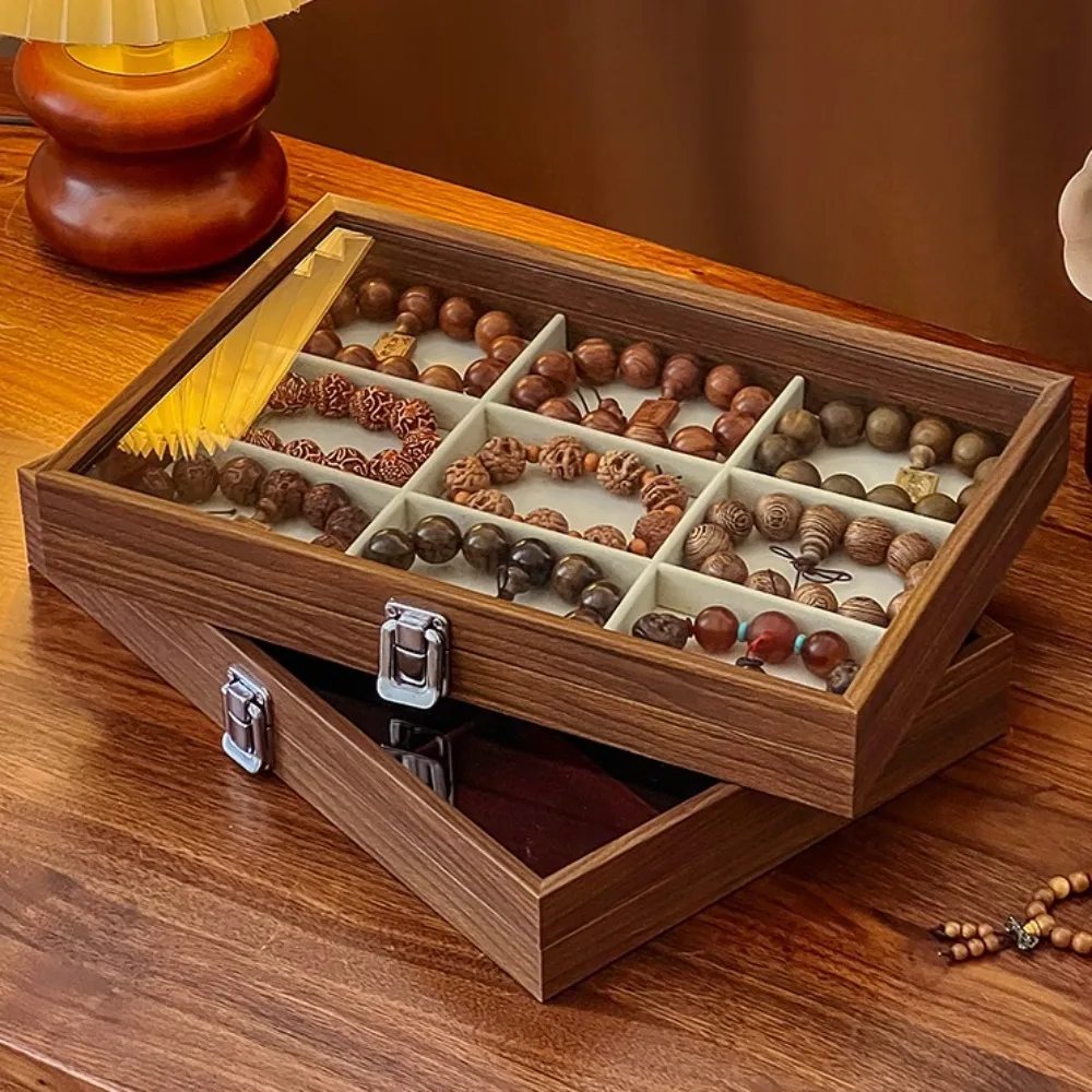 

Velvet Wooden Jewelry Tray Large Capacity Dust-proof Jewelry Display Box Organizer Earrings Rings Jewelry Holder Case