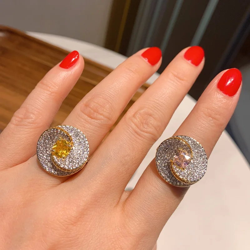 

Pink Diamond Ring for Women, Vintage Style Jewelry, Golden Yellow Diamond Ring