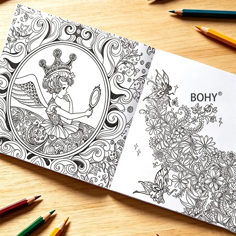 1 Large-sized Magical Dream Elf Coloring Book, with 24 Pages of Theme Drafts As Forest Fairies/fantasy Pumpkins/flowers Mandalas