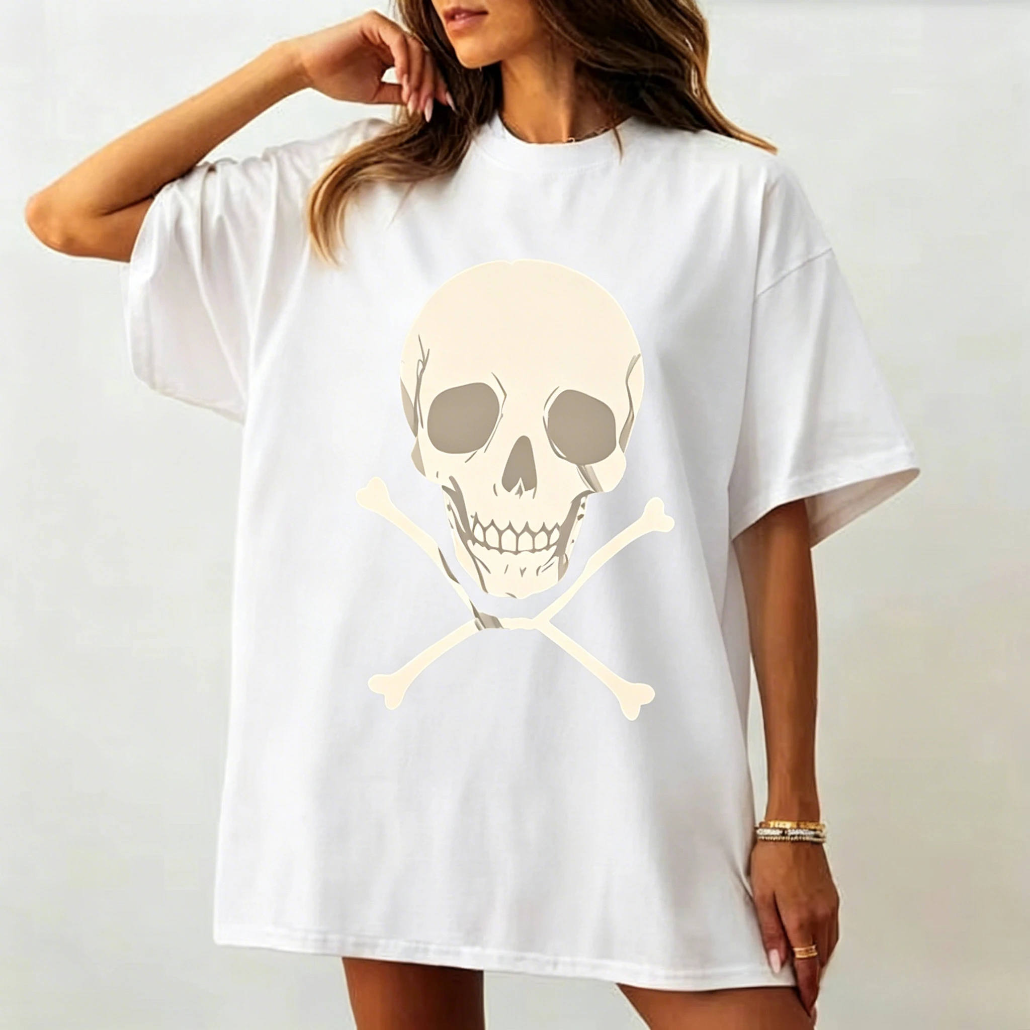 Anime Chainsaw Man Reze Skeleton Same Style Print T-shirt Men Women Casual Oversized T Shirts Men's Vintage Streetwear Tees Tops