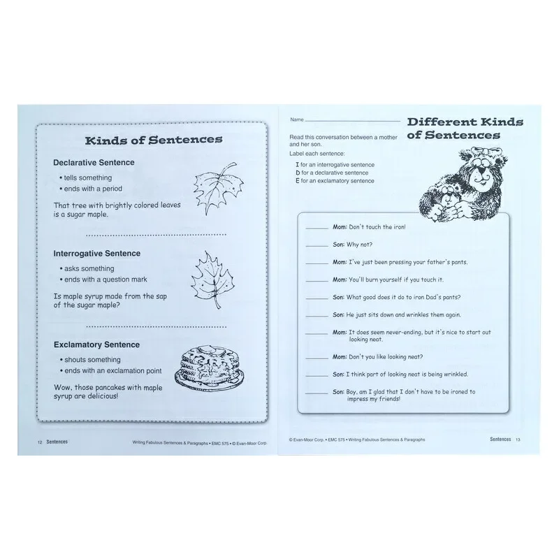 Evan-Moor Writing Fabulous Sentences & Paragraphs, Grades 4-6 Workbook,aged 9 10 11 12, English book 9781557996015