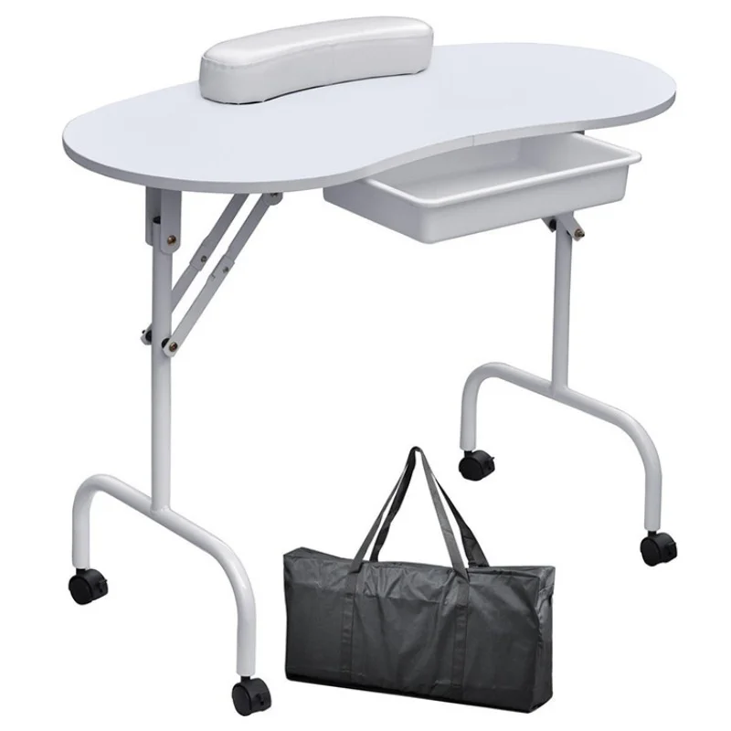 Modern Simple Portable Folding Nail Art  Manicure Tables Rolling Portable Manicure Table with Hand Pillow and Drawer