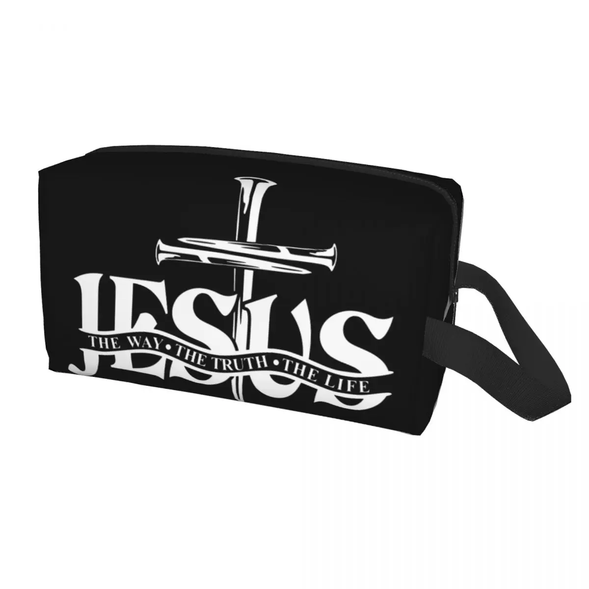 

Jesus The Way The Truth The Life Cosmetic Bag Kawaii Large Religion Cross Christian Faith Makeup Case Storage Toiletry Bags