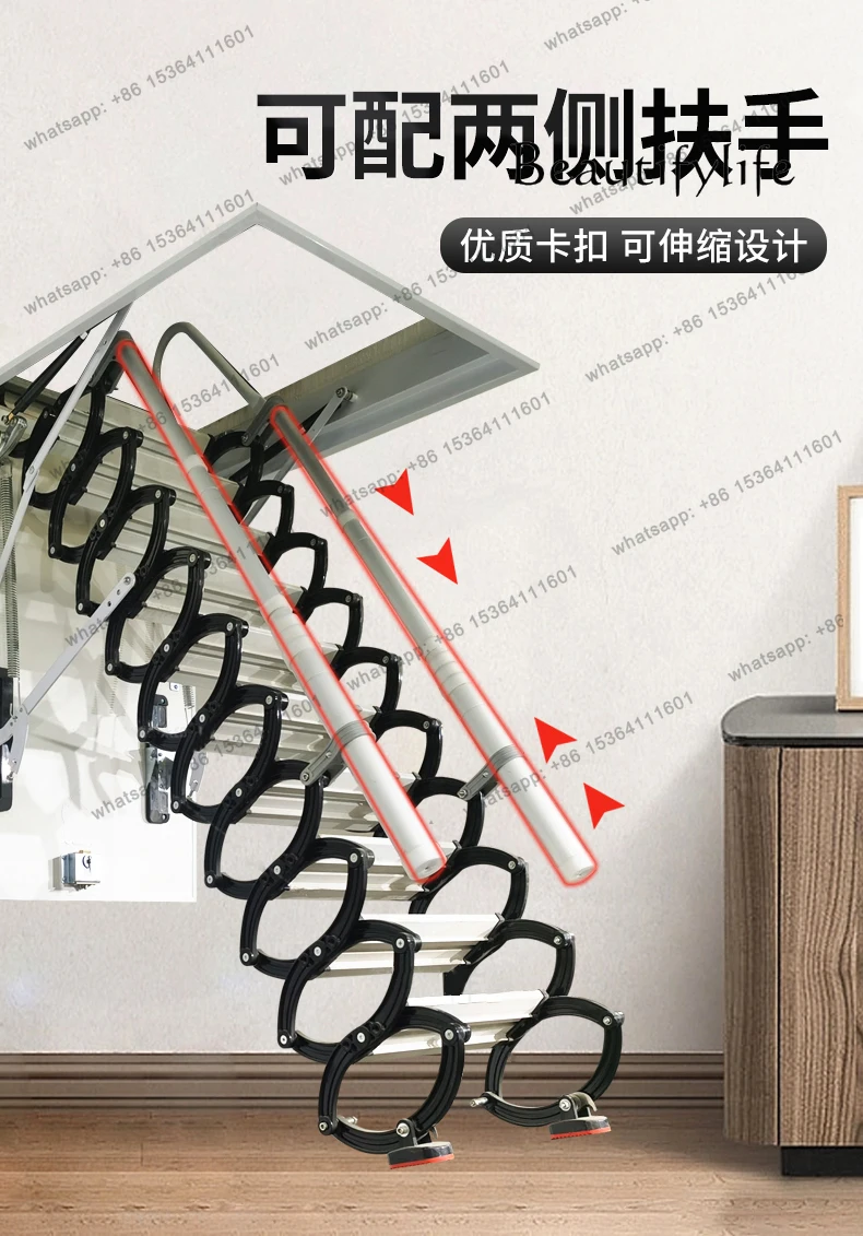 

yj15 Утолщенная бесшумная электрическая ручная телескопическая лестница на чердаке, две варианта, полностью автоматическая, невидимая телескопическая для помещений