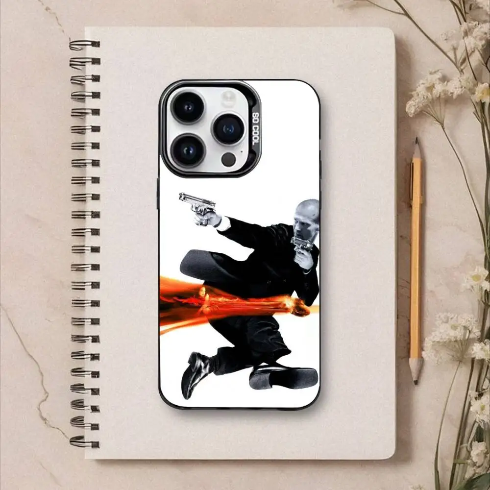 Jason Statham telefoonhoesje voor iPhone17,16,15,14,13,12,Pro Max zwart kleurrijk telefoonhoesje
