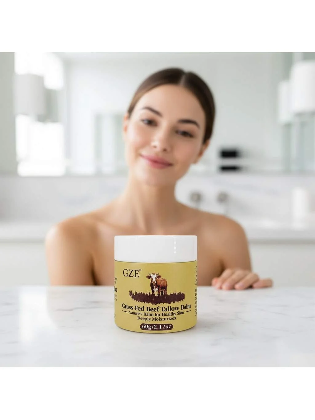 بلسم طويل من لحم البقر المطلي بالعشب من GZE - لصالون البشرة الطبيعي متعدد الأغراض للوجه والجسم والشفاه، والترطيب والإصلاح، للجفاف #4
