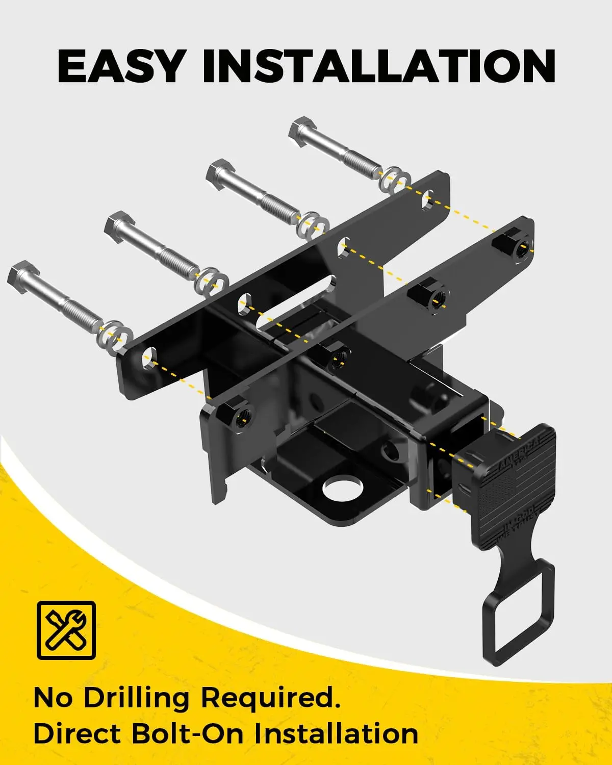 Tow Hitch for 2007-2018 Jeep Wrangler JK JKU, Steel Material, Black Color, Comes with 4-Pin Wiring Harness & Hitch Cover
