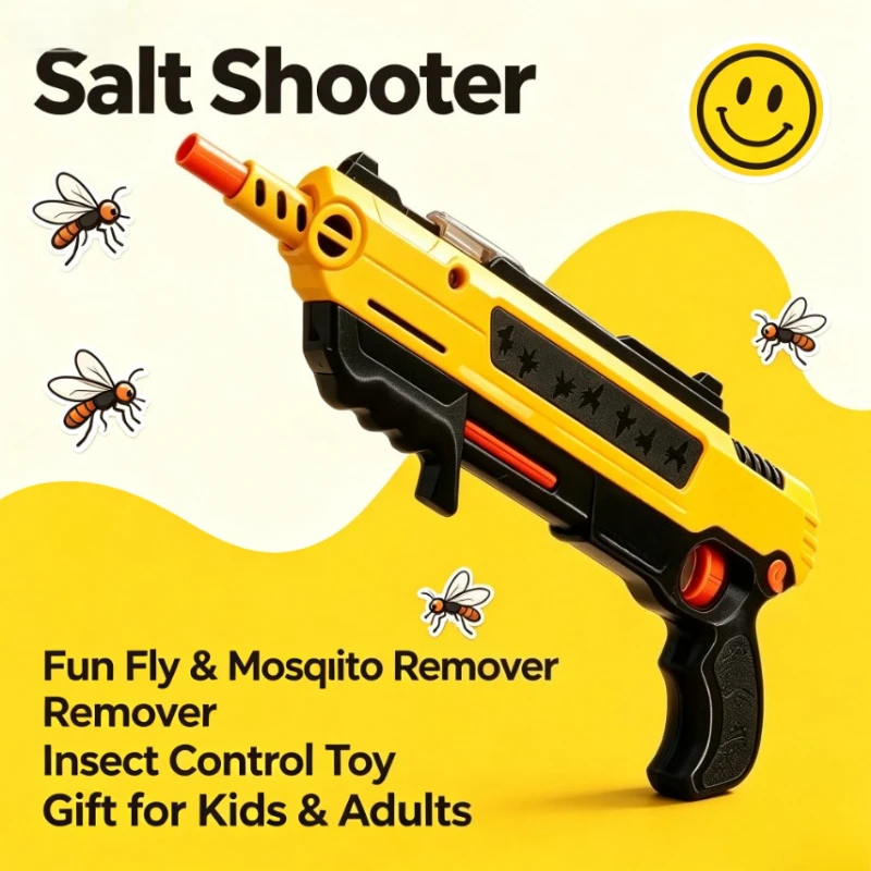 Novelty Salt Shooter, Fly & Mosquito Pest Remover Toy, Safe Insect Control Game, Fun Gift for Kids & Adults, Home Outdoor Use