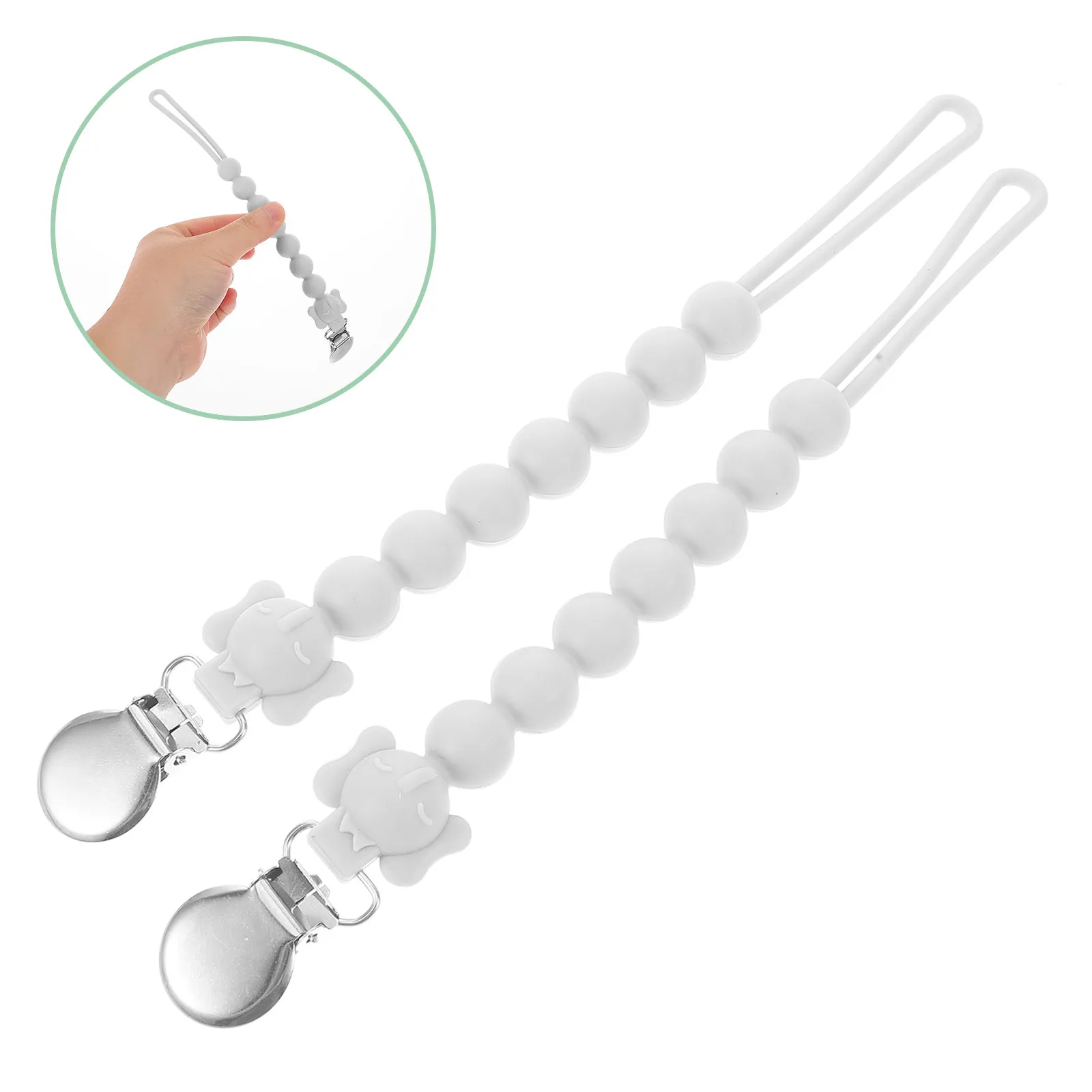 2pcs Pacifier Clip For Baby Teething Holder Elephant Design Chain Strap Infant Supply Decorative Lanyard Accessory