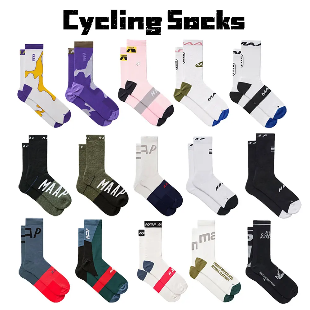 Chaussettes de cyclisme respirantes pour hommes et femmes, chaussettes de vélo de route VTT, sports de plein air, football, basket-ball, marque professionnelle