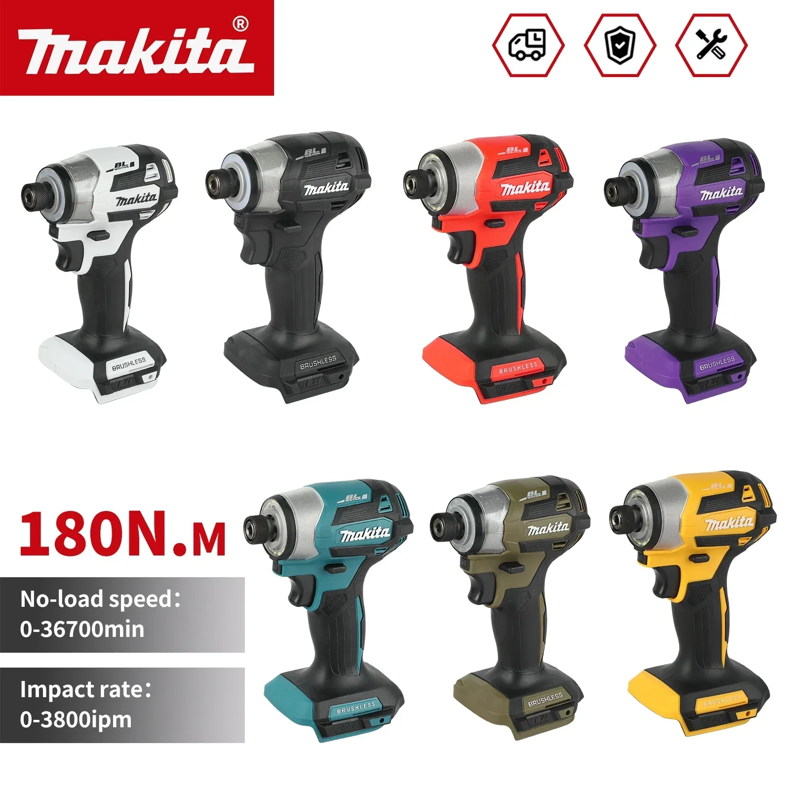 DTD173 36700rpm Brushless Electric screwdriver Impact Driver 180Nm Electric Drill For Makita 18v Battery Pins
