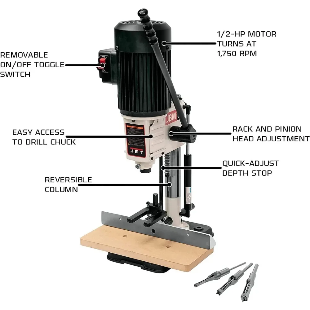 

Mortiser, 1/2" Chisel, 4-3/4" Stroke, 1Ph 115V (Model JBM-5)