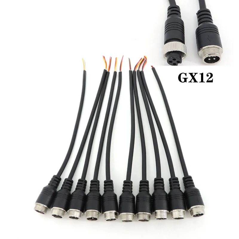 5Pcs GX12 M12 4Pin Aviation Signal Cable Male Female 4 core Plug connector for Car Camera wire DVR Video CCTV Monitor Subwoofer