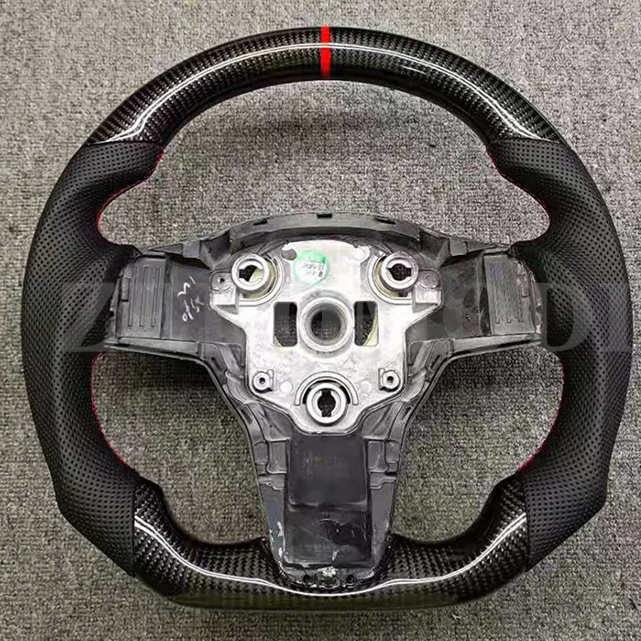 Carbon Fiber Leather Steering Wheel Suitable For Tesla Model 3 2016 2017 2018 2019 2020 2021 2022