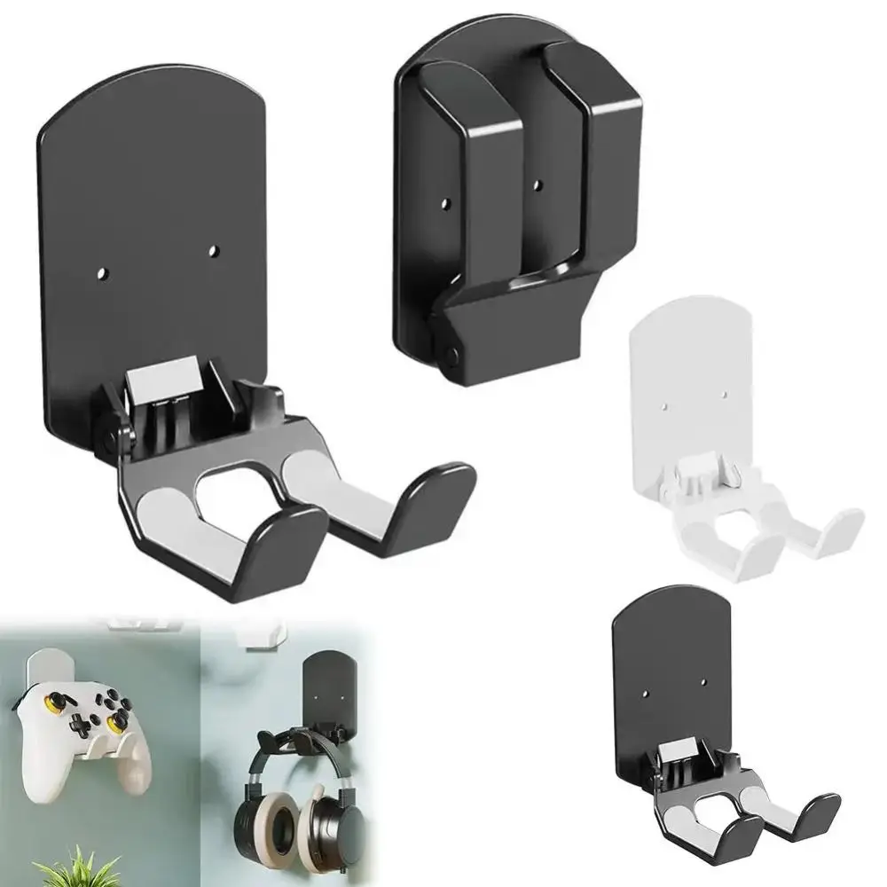 Soporte plegable para auriculares montado en la pared, almohadilla antideslizante de silicona que ahorra espacio, soporte para auriculares para juegos, instalación sin agujeros, Universal
