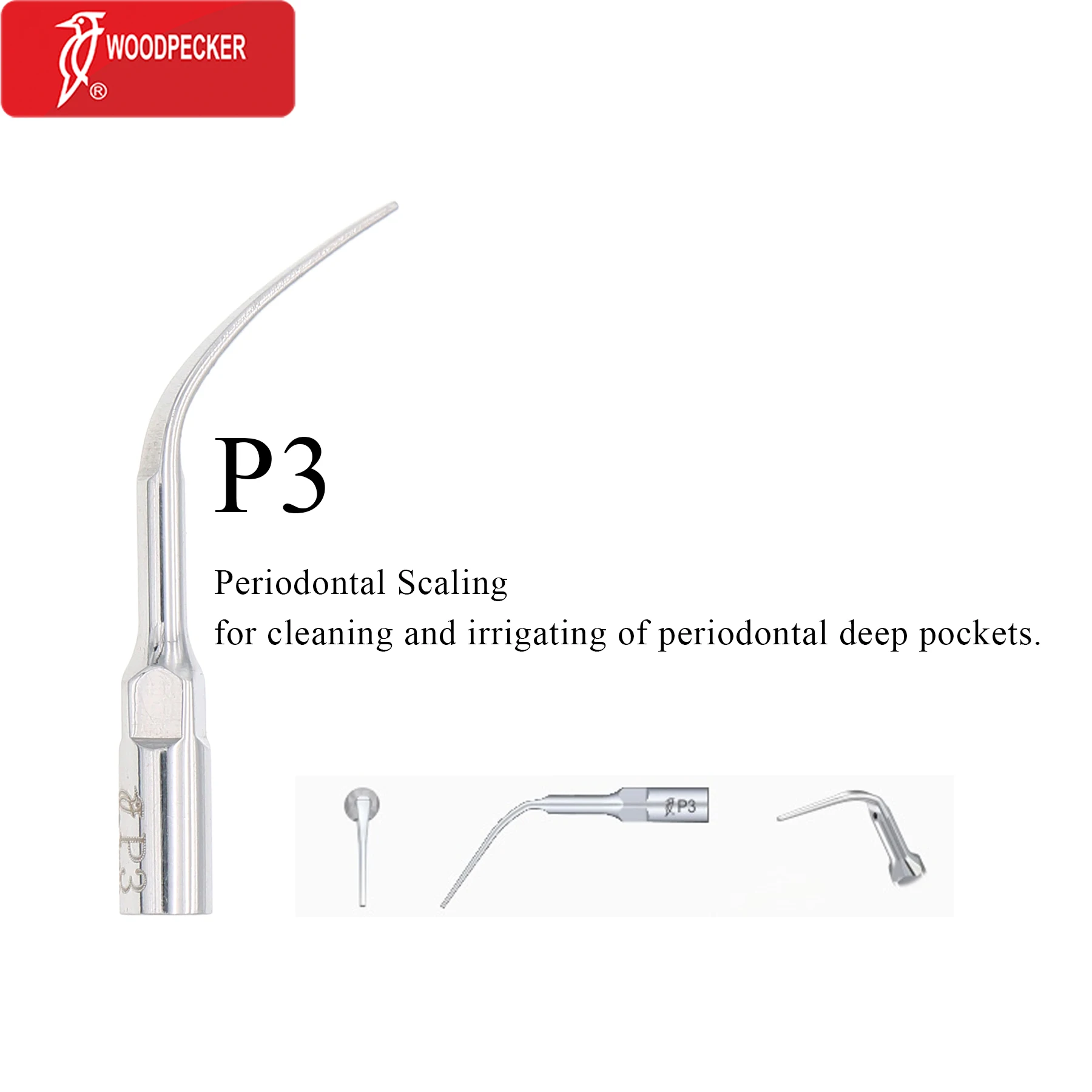 Punta Per Ablazione Parodontale Woodpecker P3 Originale Compatibile Con Ablatore Ultrasonico EMS Per Pulizia Profonda Delle Cavità Parodontali-image