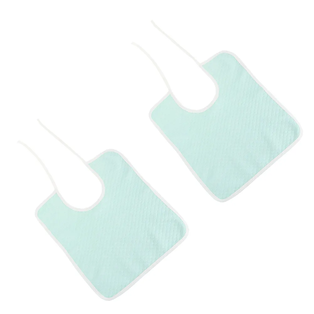 2Pcs Cotton Absorbent Adult Bibs Elderly Eating Aprons Reusable Clothing Protectors for Seniors Patients Meal Dining Spill