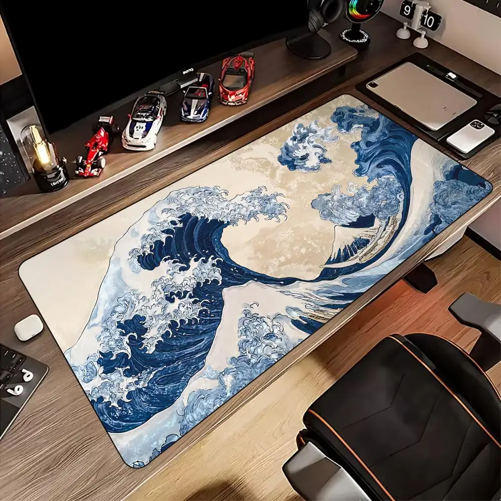 

Ukiyo-e art waves Mouse Pad rubber anti-slip Desk Mat pc accessories Gaming mat keypad mousepad Desktop aesthetics rug maus pad