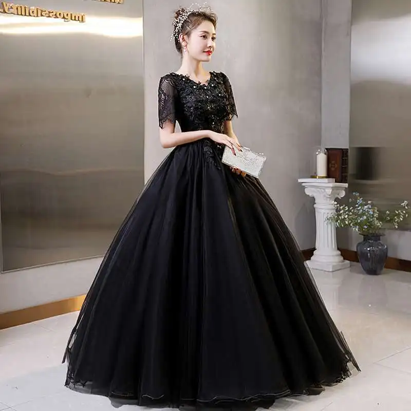 robe-de-bal-noire-personnalisee-pour-femme-robes-de-soiree-avec-appliques-col-en-v-robes-de-bal-de-promo-robes-de-fete-d'anniversaire-occasions-formelles-vestido-de-noche