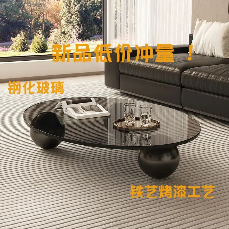 Creative glass Italian minimalist transparent tempered modern simple apartment living room tea table