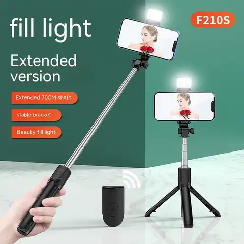 Tiktok Live BT 원격 제어를 위한 채우기 빛 확장 가능한 전화 스탠드가 있는 iphone Selfie 스틱용 올인원 휴대용 삼각대