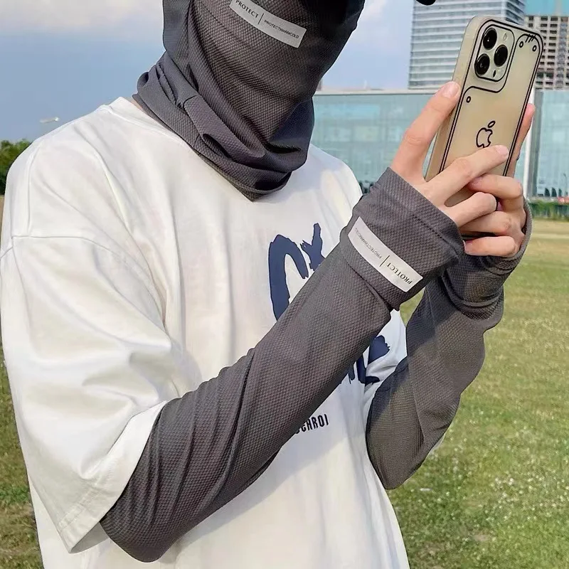 UV Solar Arm Sleeves Men Cycling Mask Long Sleeve Ice Silk Driving Arm Cover Sun-protective Summer Women Anti-Sunburn Cool Muff