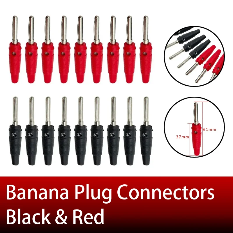 

20/100Pcs Banana Plug Red and Black 4mm Solderless Side Stackable Insulated Shrouded Stackable Connector Screw Connection