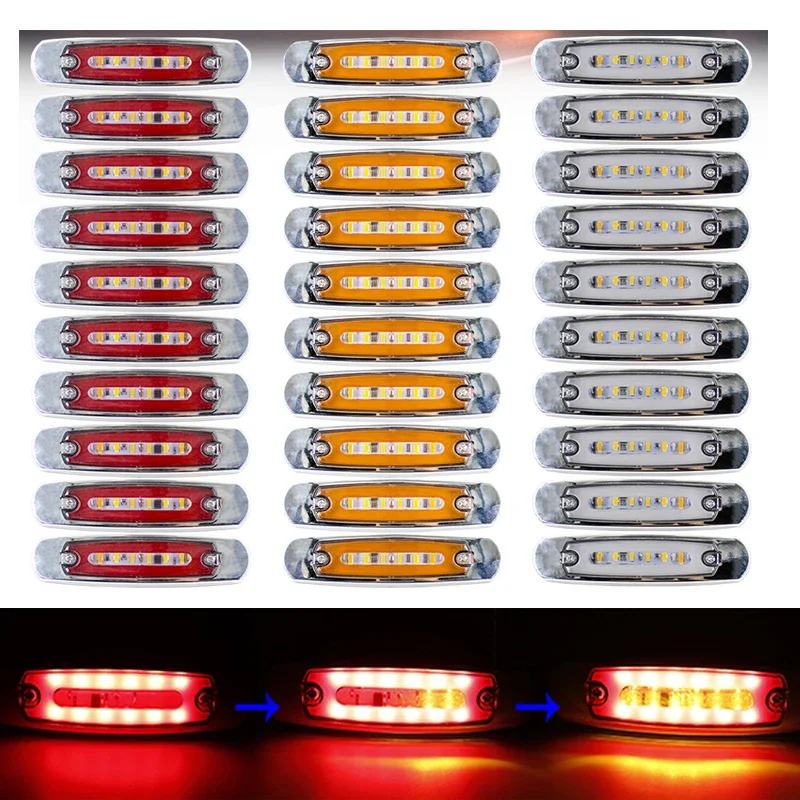 10pcs 12V 24V 18 LED Flowing Light Truck Clearance LED Side Marker Lights Signal Lamp Indicator Warning light Trailer Caravan