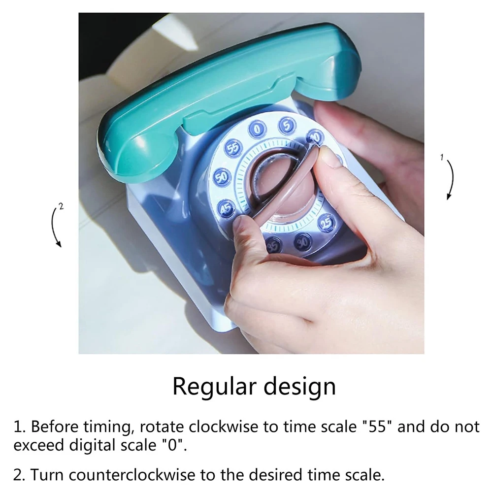 THIVN-Cartoon Phone Shaped Mechanical Winding Manual 360 Degree Rotating Timer, Suitable For Children's Learning Organizer