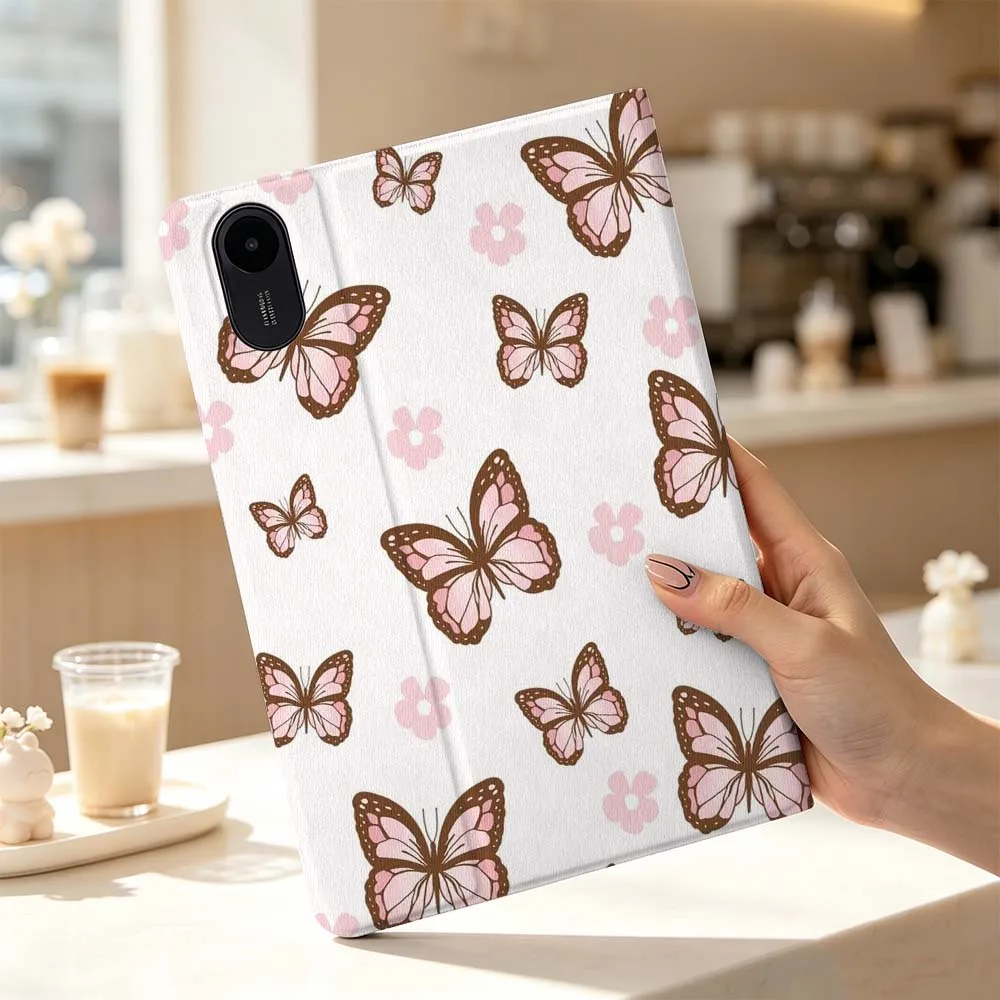 Cartoon Butterfly Pink Flower For Xiaomi Poco Redmi Pad 8 2 4 5 6 6S 7 7S SE Pro Max 14 11 8.7 11.2 12.5 Inch Tablet Case