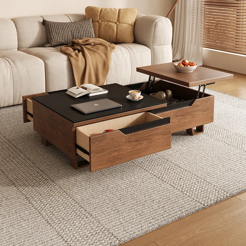 

Small apartment lift folding coffee table household living room creative multi-functional storage tea table