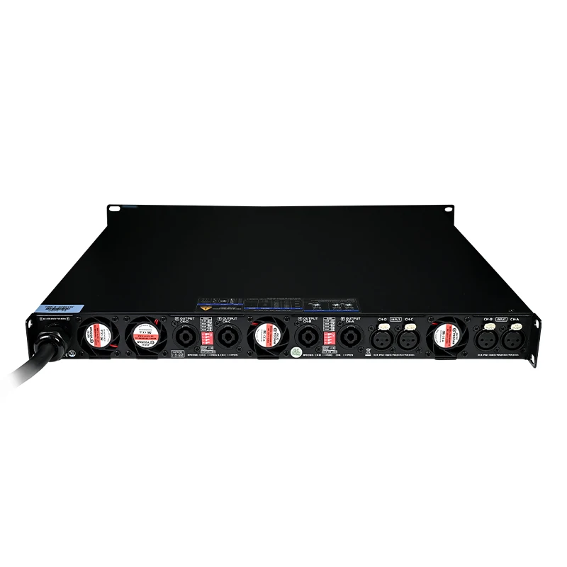 D4-3000 Temperature Mon toring Display Led 4 X 6500W 2Ohms High Efficient Class D Amplifier Professional